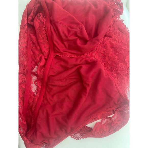 H&M Women Red Floral Lace Bodysuit Teddy Size XL - Picture 7 of 10